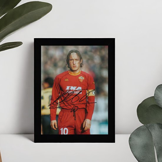 Francesco Totti Kunst - Gedrukte handtekening - 10 x 15 cm - In Klassiek Zwart Frame - AS Roma - Voetbal - Poster Ingelijst - Serie A