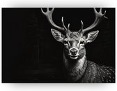 Hert - Natuur schilderijen - Schilderijen hert - Muurdecoratie landelijk - Muurdecoratie canvas - Woonkamer decoratie - 60 x 40 cm 18mm