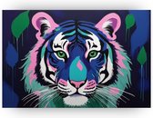 Tijger - Katachtigen schilderijen - Schilderij tijger - Landelijk schilderij - Schilderijen canvas - Woonaccessoires - 70 x 50 cm 18mm