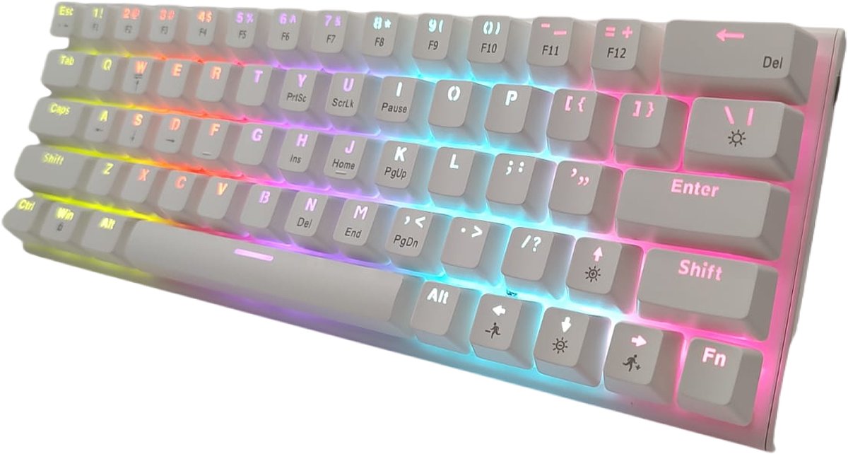 60% Mechanical Gaming Keyboard - RGB Verlichting - Wit Mechanisch Toetsenbord - White