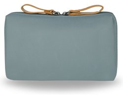 Ainy Make Up Tasje XS grijs - kleine compacte organizer 16x11x5.5cm voor cosmetica en skincare - waterbestendig tas - toilettas dames voor make-up, sieraden en meer. De luxe beautycase voor tafel bureau of onderweg | cadeau voor vrouwen