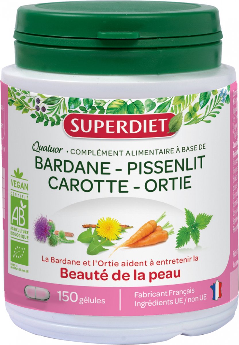 Goedkoopste Superdiet Quatuor Beauté de la Peau Bio 150 Capsules