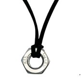 Ketting -moer M.- zilverkleur- gereedschap- 65 cm- Zwart- Charme Bijoux