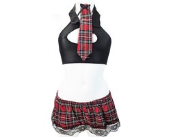 BamBella ® Sexy erotische uniform - Maat XS/S - Schoolmeisje Rollenspel kleding outfit dames