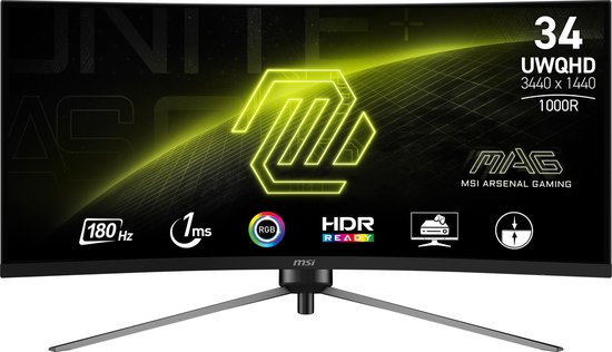 MSI MAG 345CQR - Ultrawide Curved QHD Gaming Monitor - 180Hz - 34 Inch