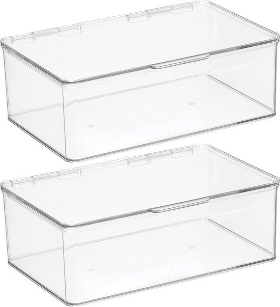 Set van 2 opbergdozen met deksel voor de koelkast, 3,1 liter