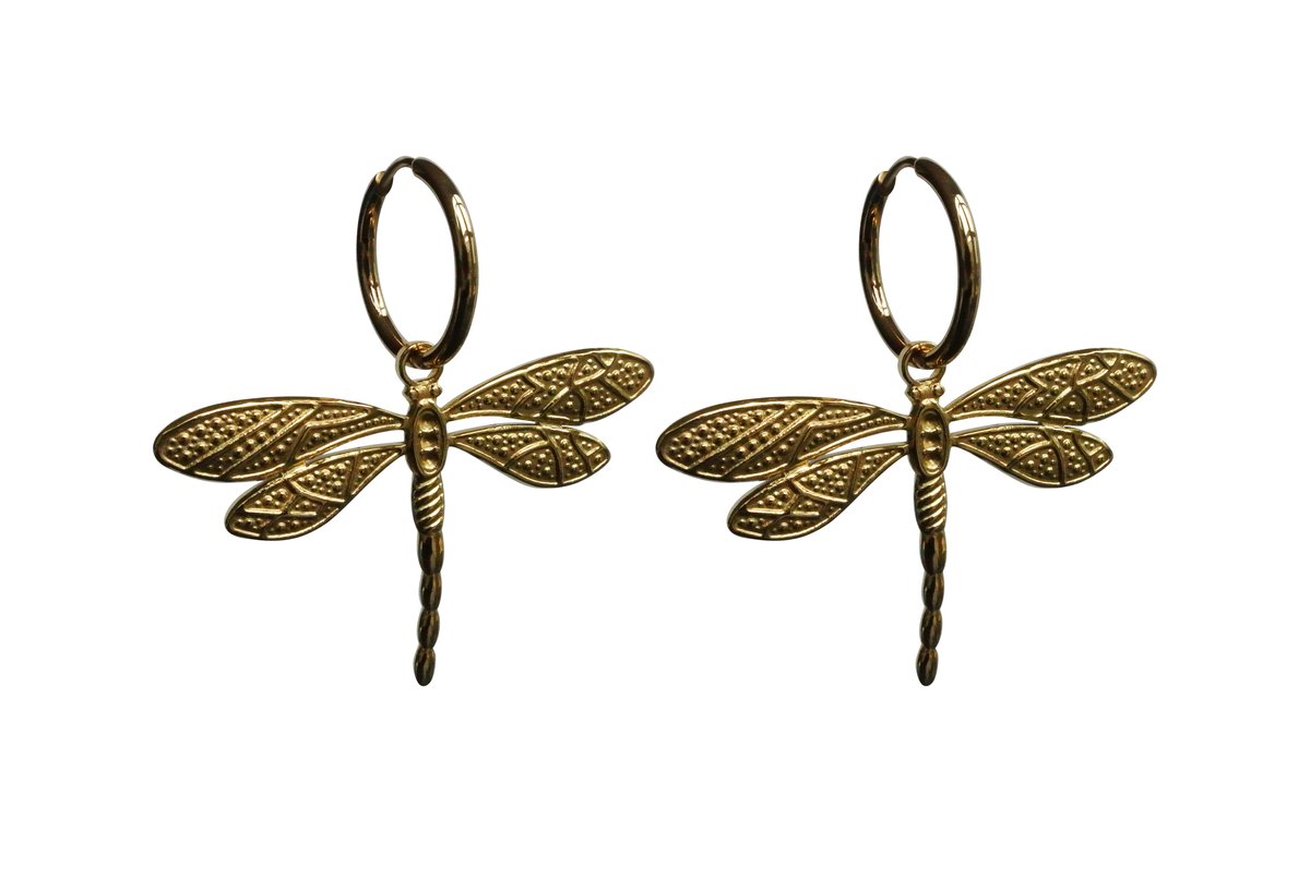 FlowJewels - oorbellen - libelle - dragonfly - stainless steel