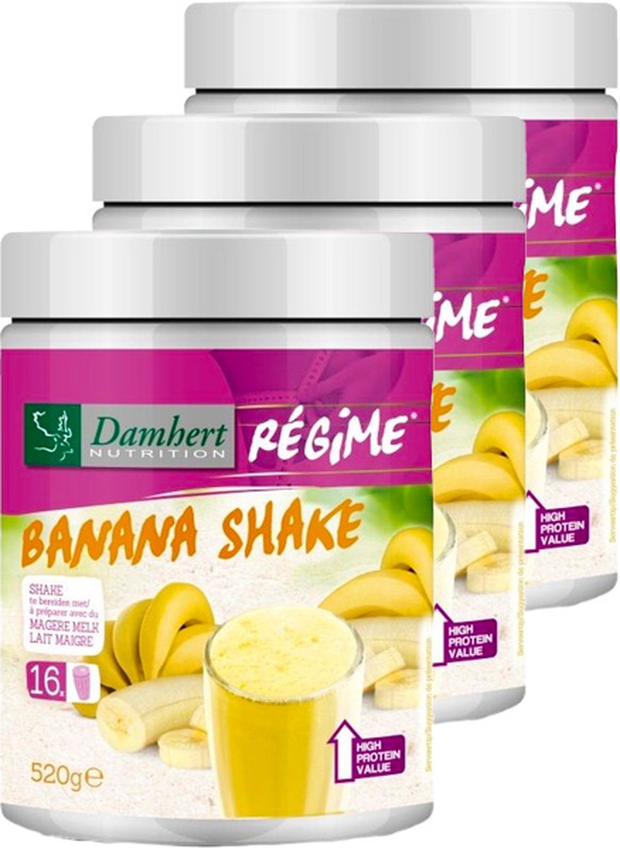 Goedkoopste Damhert | Régime | Maaltijdshake | Banaan | 3 Stuks | 3 x 520 gram