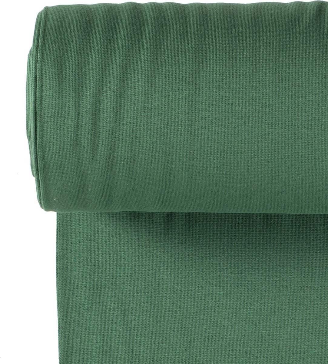Boordstof Uni Rondgebreid 35 cm per Meter – Bos Groen – Elastische Boordstof voor Mouwen, Hals & Taille