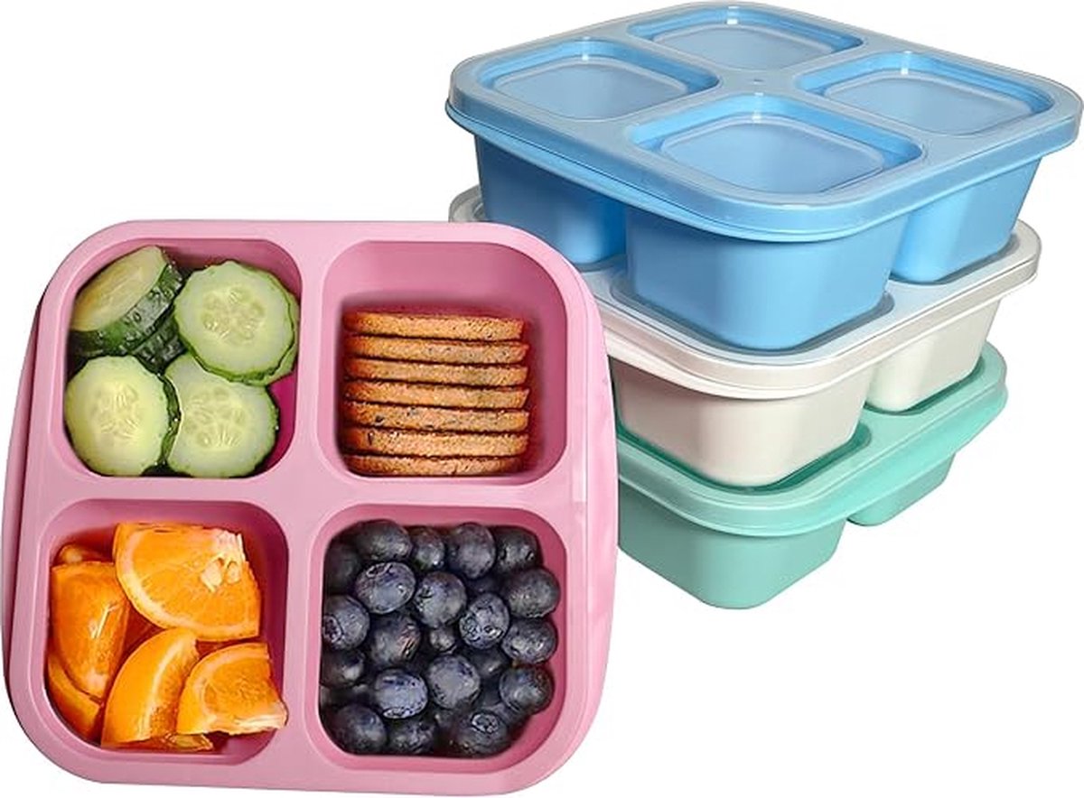 SHOP YOLO-Lunchbox met 4 Compartimenten - Meal Prep Bakjes - Lunchbox voor Volwassenen en Kinderen