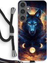 Case Company® - Hoesje met koord geschikt voor Samsung Galaxy S24 Plus hoesje met Koord - Wolf Dreamcatcher - Telefoonhoesje met Zwart Koord - Bescherming aan alle Kanten en Over de Schermrand