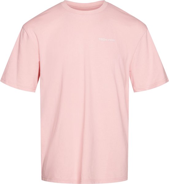 TODAVIDA - t-shirt logoprint - roze - 240 grams - 100% katoen