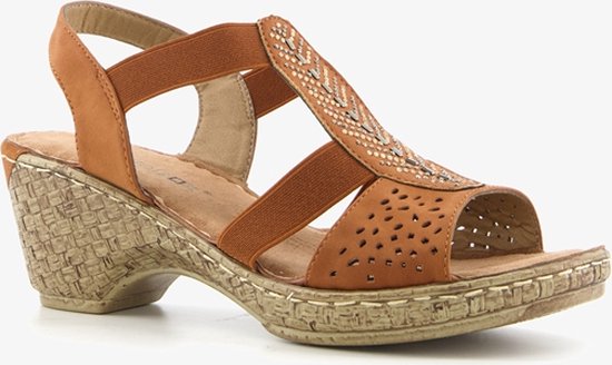 Blue Box dames sandalen met hak cognac - Maat 39