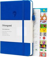 Ottergami Notitieboek A5 - Notebook Journal met Puntjes - Hoogwaardig Dik Papier 100g/m² - 192 pagina’s - Bullet Journal Blauw Dagboek - Vegan Lederen Kaft Blue - Hardcover - Bonus: set van 140 Dagboek Stickers