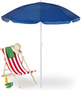 Relaxdays parasol - strandparasol - kantelbaar - zonnescherm - 160 cm - draagtas