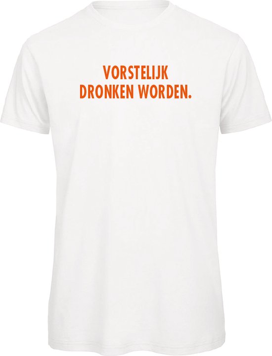 Koningsdag t-shirt - wit 3XL - Vorstelijk dronken worden - oranje - soBAD. | Kleding | T-shirt unisex | T-shirt mannen | T-shirt dames | Koningsdag | Oranje