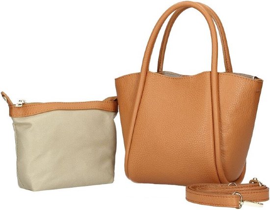 Cognac Leren Handtas Chique Bag In Bag Tas Extra Binnentas Handtassen Leder . bol