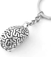 Sleutelhanger hersenen - Brain anatomie 3D - Pathologie - Medisch cadeau dokter - Schedel hoofd - Brein biologie - Psychologie - Zilver