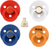 BIBS fopspenen KING - maat 1 - Rood, wit, blauw en oranje - Koningsdag - 0-6 maanden