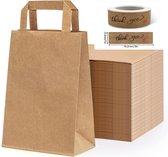 50 sacs de transporteur de Brown / Sacs de transport en papier dans le papier d'emballage avec les oreilles plates 18x8x22cm