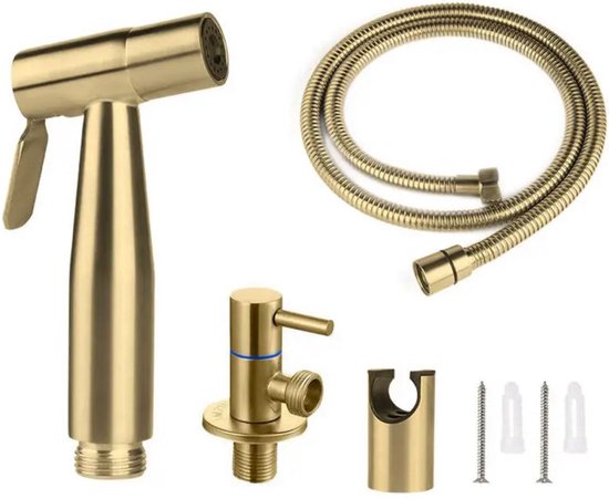 Massief messing handheld toilet bidet sproeier set accessoires zwart bidet kraan voor badkamer draagbare hand hygiënische sproeier douche jet kraan zelfreinigend geborsteld goud chroom gepolijst  13