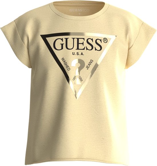 Guess Girls Logo Shirt Geel - Maat 176