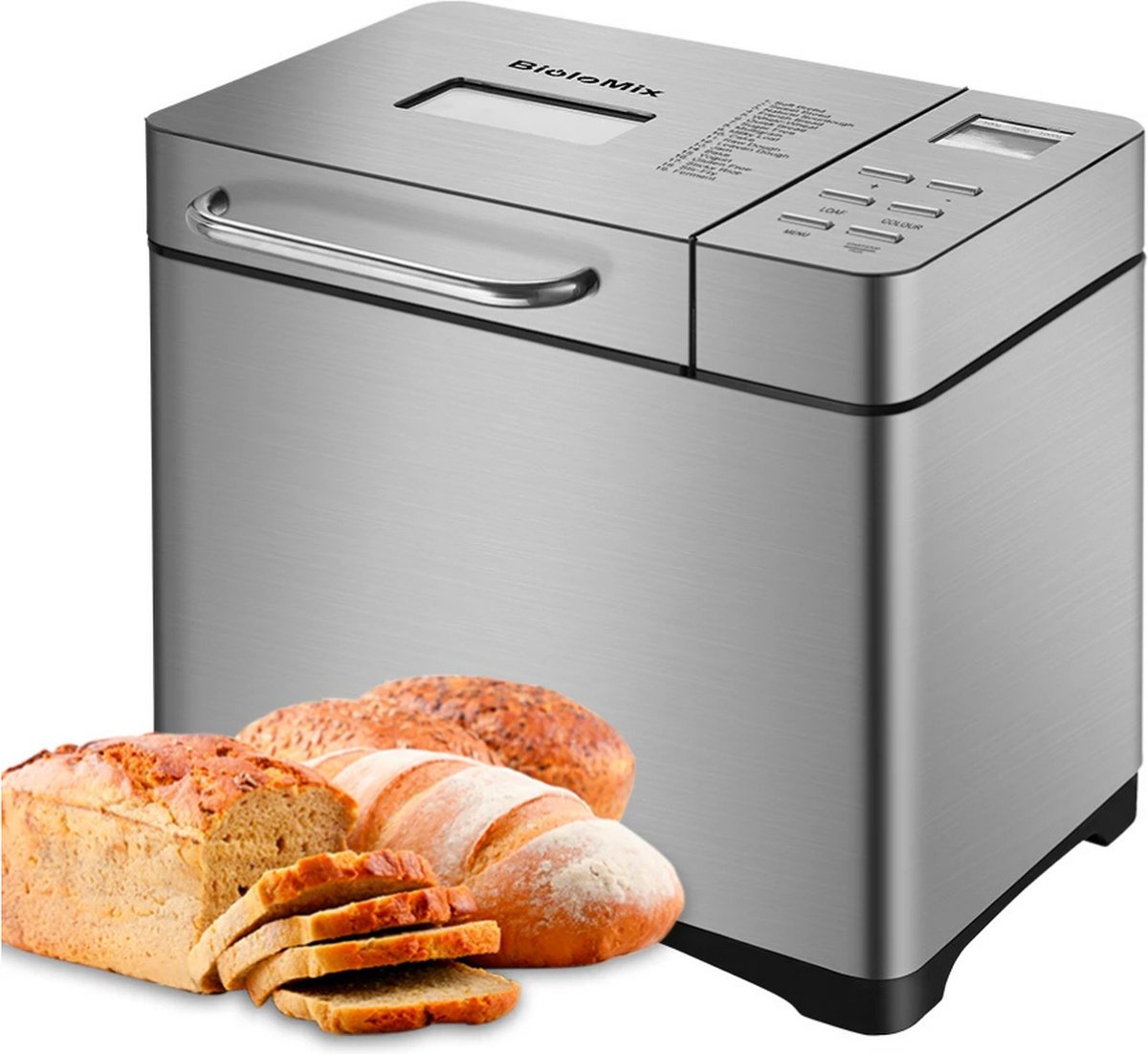 P&P Goods Broodbakmachine - 19 Programma's - Capaciteit Tot 1 KG - Dispenser - Keukenmachine - Broodmaker - Timer Functie - 34X21X31 - P&P Goods
