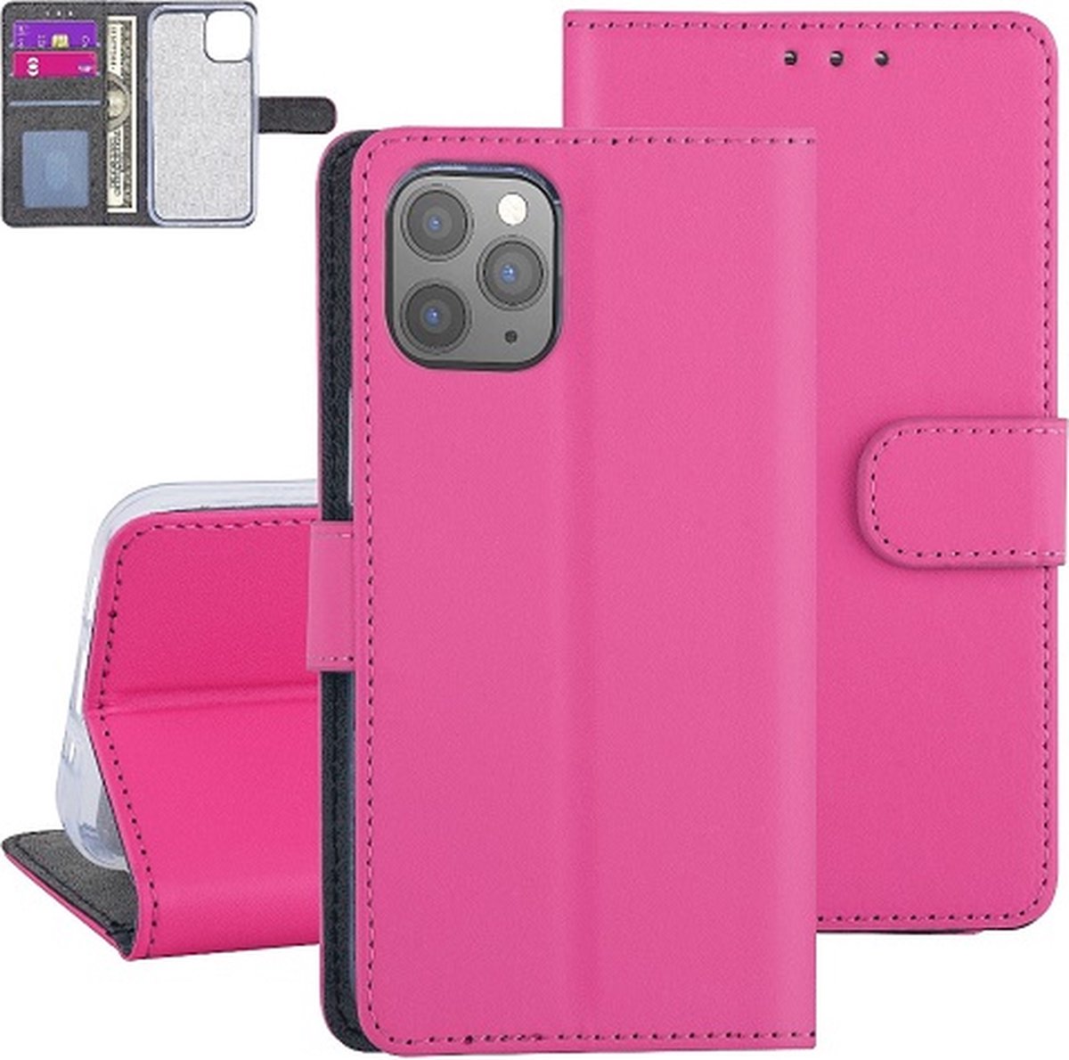 iPhone 12 Hoesje Met Pasjeshouder Bookcase Roze