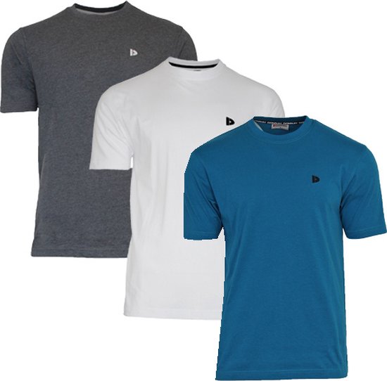3-Pack Donnay T-shirt (599008) - Sportshirt - Heren - Charcoal-marl/White/Petrol (575) - maat 3XL