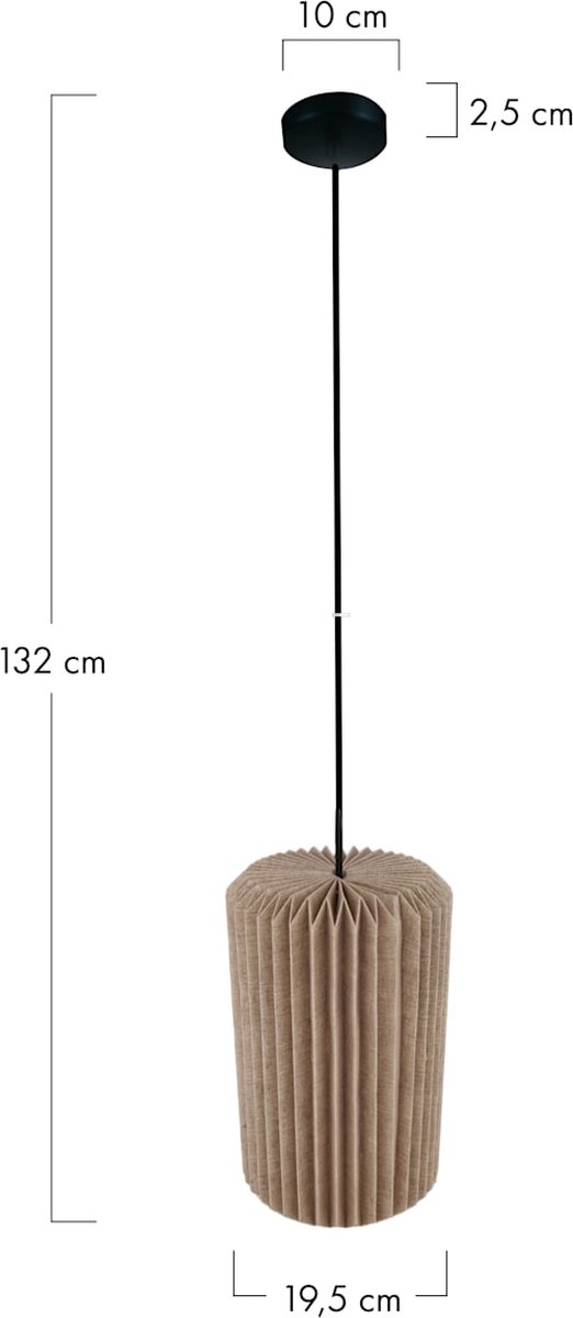 DKNC - Hanglamp Evansville - Papier - 19.5x19.5x32cm - Natuurlijk