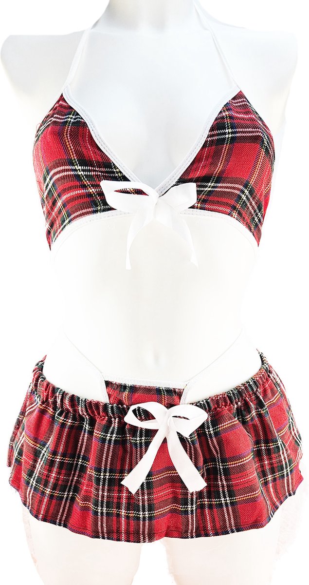 Goedkoopste BamBella ® Sexy Cosplay Rollenspel kleding outfit dames Schoolmeisje - Onesize Rood