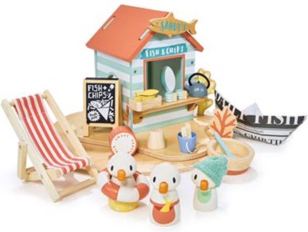 Tender Leaf houten strandcabine speelgoed met accessoires - strandhuis.