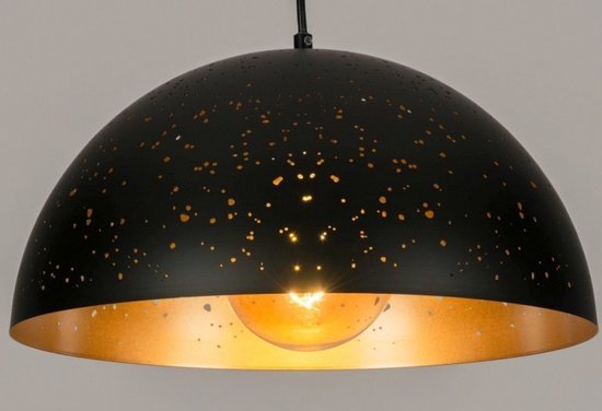 Lumidora Hanglamp 73313 - IVAR - E27 - Zwart - Goud - Metaal