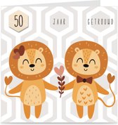 50 JAAR GETROUWD | kaart / wenskaart met envelop | LEEUWEN | voor trouwdag / huwelijksjubileum