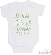 100% katoenen Romper "Ik heb de liefste Oma ooit!" Moederdag Unisex Katoen Wit/sage green (saliegroen) 56/62