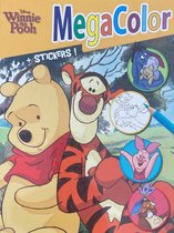 MegaColor Disney kleur- en stickerboek - Winnie the Pooh Geel - Extra dik! - kleurboek met 25 stickers - +/- 130 kleurplaten - knutselen voor kinderen - knutselen voor meisjes - knutselen voor jongens - kado - cadeau - verjaardag