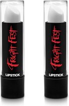 Paintglow Lippenstift/lipstick - 2x - wit - 4,5 gram - Schmink/make-up - Halloween/carnaval