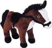 Knuffeldier Paard Lola - zachte pluche stof - paarden knuffels - donkerbruin - 23 cm