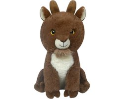 Knuffeldier Geit Gerrit - zachte pluche stof - boerderij dieren knuffels - bruin - 23 cm