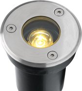 LED grondspot Bridgelux - 1W / RVS / rond / 230V / IP67 / waterdicht / buitenverlichting / tuinverlichting / grondspots voor buiten / tuinspot / buitenspots / warmwit