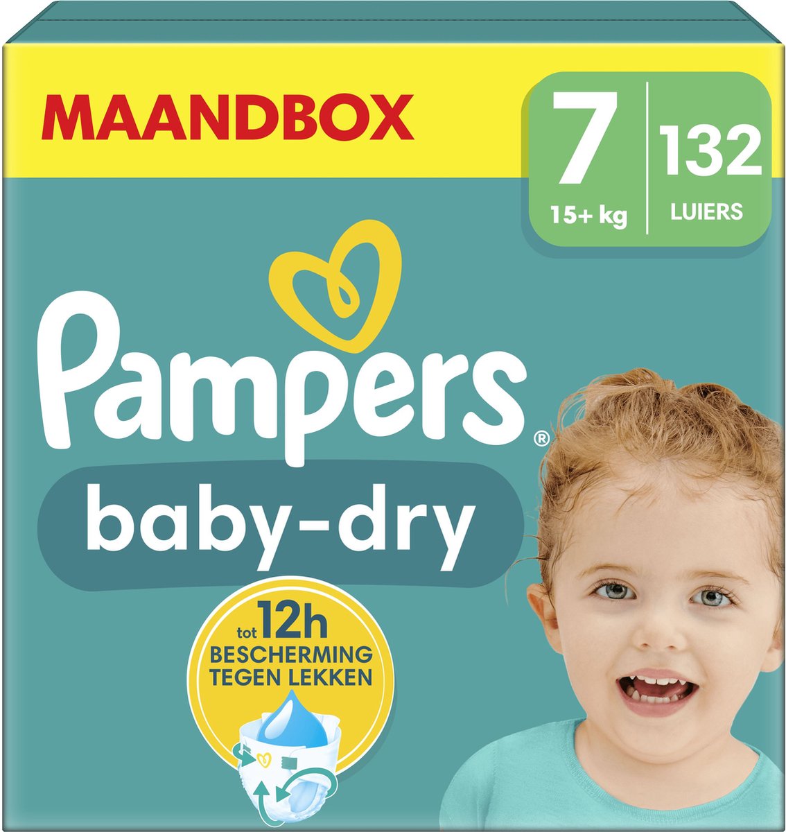 Pampers Baby-Dry - Maat 7 (15kg+) - 132 Luiers - Maandbox - Pampers