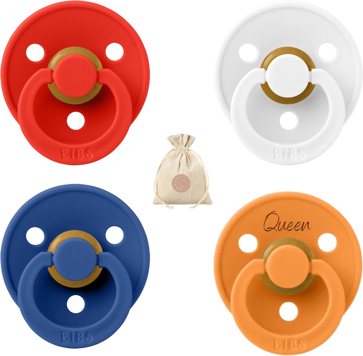 Goedkoopste BIBS fopspenen QUEEN - maat 2 - Woodchuck, wit, blauw en oranje - Koningsdag - 6-18 maanden