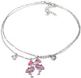 Vriendschapsketting voor Kinderen - Flamingo - Lengte 35-41 cm - Set 2 Stuks - Zilverkleurig