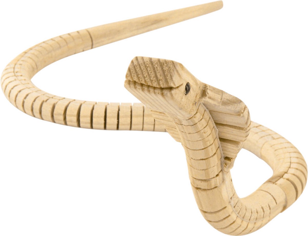 Cobra Slang - Hout Beweegbaar - Hobby & DIY - Duurzaam & Onbehandeld Hout Scharnierend - 60x3x2cm