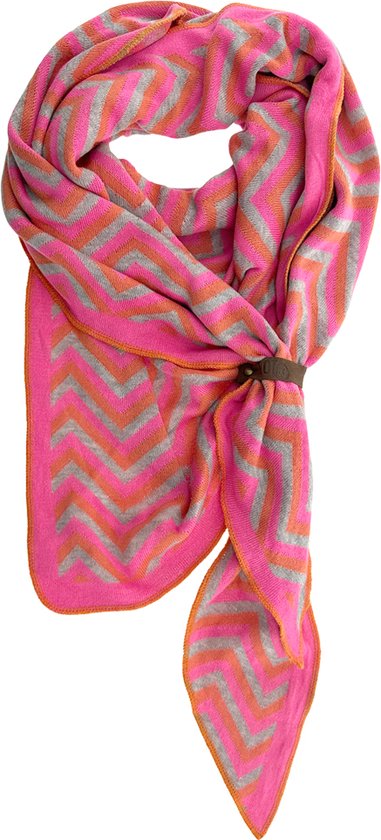 LOT83 Sjaal Lizzy - Vegan leren sluiting - Omslagdoek - Ronde sjaal - Pink - 1 Size fits all