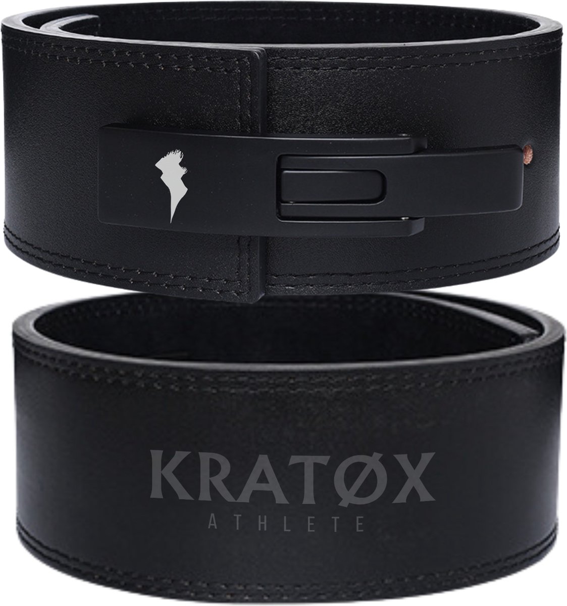 KRATØX Leren Lifting Belt - Halterriem - Powerlift Riem - Leer Gewichthefriem - Lever Belt - Powerlifting - Deadlift - Zwart - Steel Buckle - Maat S