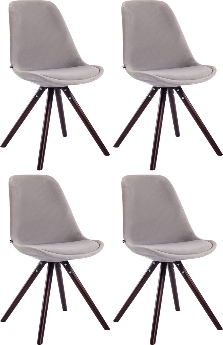 CLP Toulouse Set van 4 Stoelen - Rond frame - Fluweel grijs cappuccino