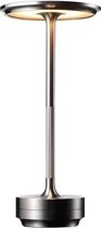 DreamGoods Oplaadbare Tafellamp - 4000mAh - voor Binnen & Buiten - Draadloos & Oplaadbaar - Dimbaar - Touch Bediening - Tafellamp op Batterijen - Accu - Decoratie Woonkamer, Slaapkamer & Tuin - Industrieel - Zilver