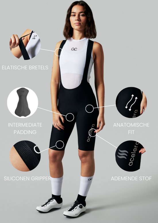 Acelera Intermediate Fietsbroek Dames met Zeem - Wielrenbroek - Wielerbroek - Mountainbike - Bibshort - Spinning - Fietskleding - Koersbroek - Kort - Bretels - Maat M van Acelera — afbeelding 5