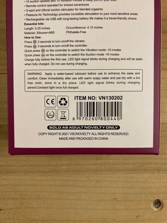 vscnovelty® - Vibromasseur stimulateur double usage Pleasure Luxe - 10 vitesses d'aspiration et 10 modes de vibration